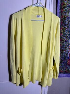 Cielo Yellow Longline Open Front Cardigan - Medium